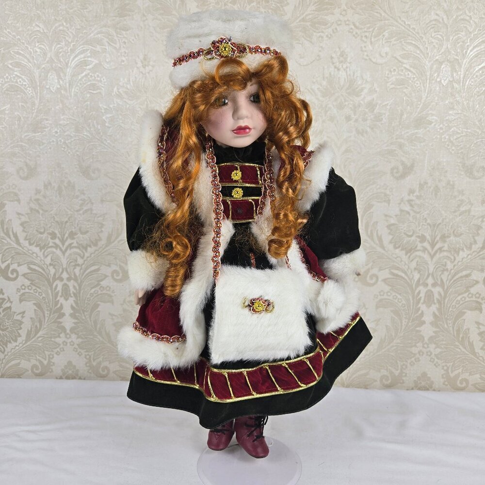 Vintage Holiday Lane Collection Limited Edition Porcelain Doll Red Curls Winter